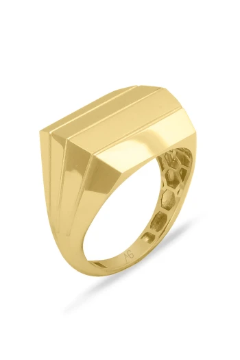 Altın Dikdörtgen Form Modern Yüzük (YZK1455)