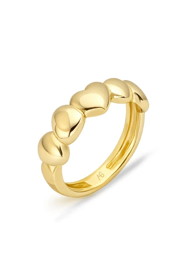 Altın Kalpli Kombin Yüzük (YZK1486)