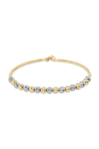 Altın Sarı Beyaz Toplu Dorika Bilezik (BLZ0011)