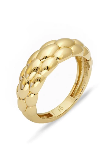 Altın Bombeli Taşsız Günlük Yüzük (YZK1480)