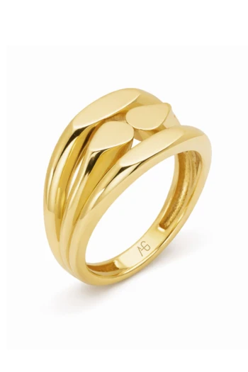 Altın Üç Kol Tasarım Taşsız Yüzük (YZK1478)