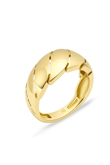 Bombe Model Altın Sade Yüzük (YZK1441)