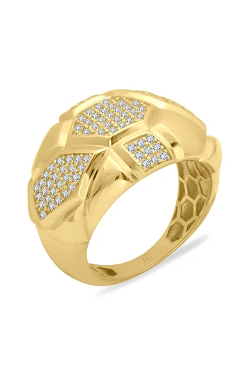 Bombe Model Boyutlu Altın Taşlı Yüzük (YZK1461)