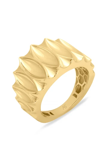 İç Bükey Damla Altın Taşsız Yüzük (YZK1462)