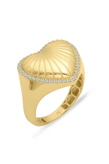 Kalp Model Altın Tasarım Yüzük (YZK1464)