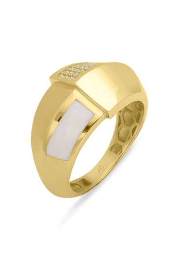 Kavisli Bombe Model Altın Tasarım Yüzük (YZK1465)