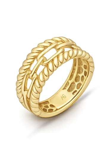 Taşsız Altın Burgu Kenar Zincir Yüzük (YZK1437)