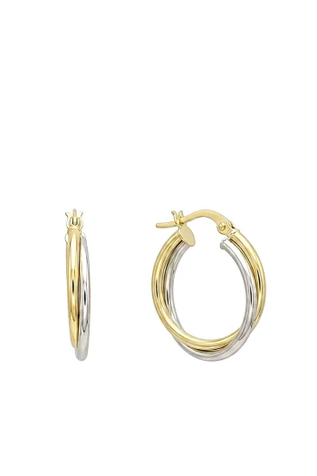 1 Cm Altın İki Renk Mini Halka Küpe (KP1122)