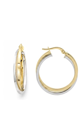 2.5 Cm Altın Çift Renk Halka Küpe (KP1113)