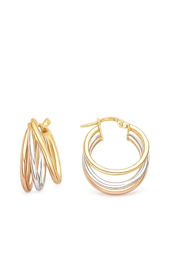 2 Cm Altın Üç Renk Halka Küpe (KP1119)