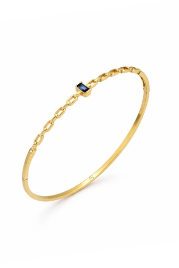 Altın Baget Renkli Taşlı Hediyelik Zincir Bilezik (BLZ0476)