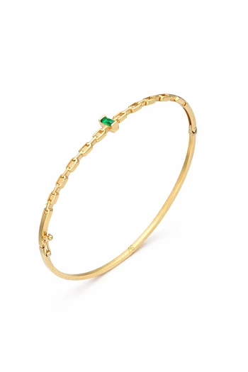 Altın Baget Renkli Taşlı Hediyelik Zincir Bilezik (BLZ0477)