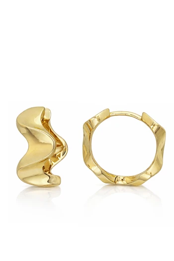 Altın Dalga Form Halka Küpe (KP1099)