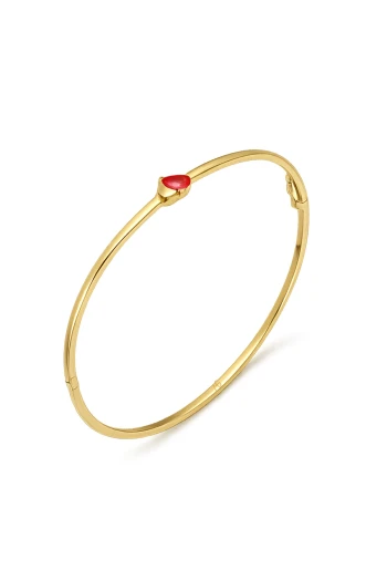 Altın Damla Kırmızı Taşlı Hediyelik Zarif Bilezik (BLZ0488)