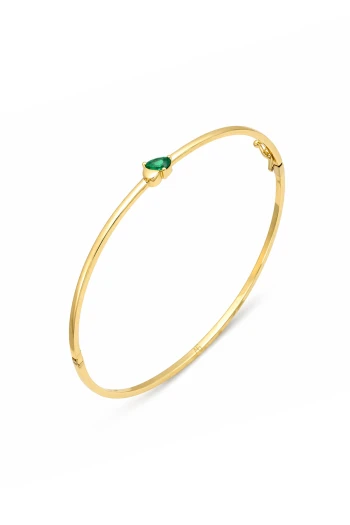 Altın Damla Yeşil Taşlı Hediyelik Zarif Bilezik (BLZ0490)