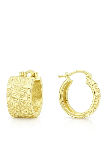 Altın Geniş Halka Kalem İşli Halka Küpe (KP1100)