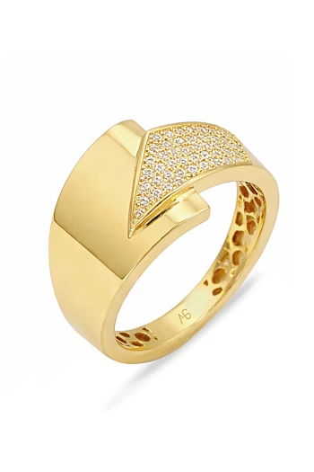 Altın Taşlı Bant Günlük Yüzük (YZK1508)