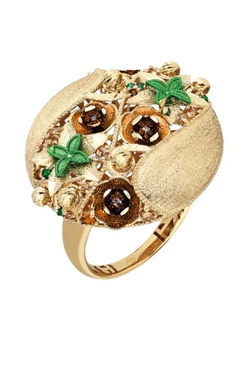 Altın Turuncu Gül Detay İtalyan Yüzük (YZK1507)