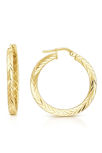 Kılçık Kalemli 3 Cm Altın Halka Küpe (KP1110)