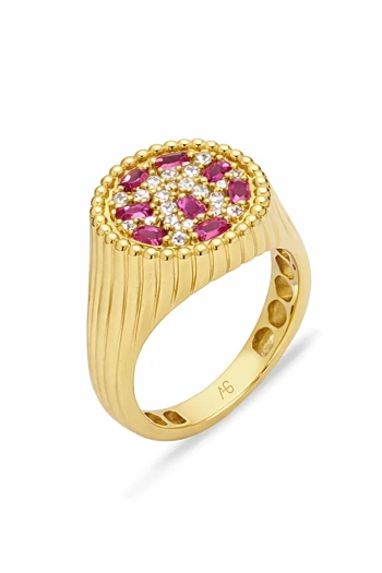 Tasarım Yuvarlak Form Günlük Altın Yüzük (YZK1512)