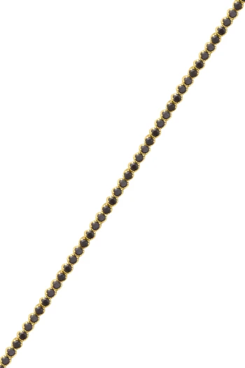 Altın 14 Ayar 2 Mm Siyah Taşlı Su Yolu Bileklik (BLK1104)