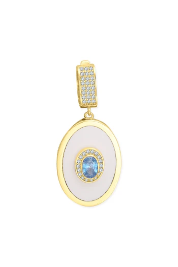 Altın Aqua Marine Taşlı Oval Kolye Ucu (UC0396)