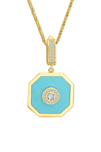 Altın Beyaz Mineli Aslan Unisex Kolye (KLY1742)