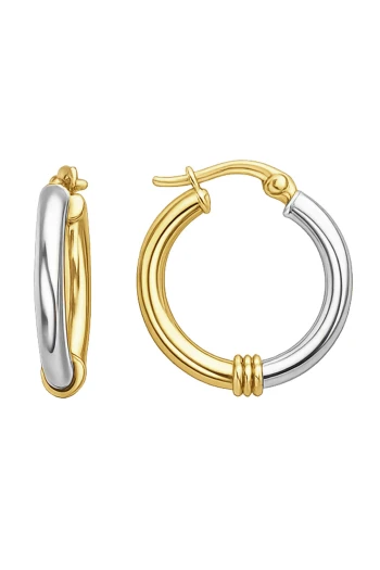 2.5 Cm Sarı-Beyaz Halka Küpe (KP1140)
