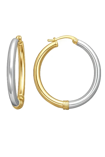 3.5 Cm Sarı-Beyaz Halka Küpe (KP1139)