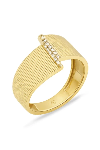 Tasarım Çizgi Model Altın Yüzük (YZK1557)