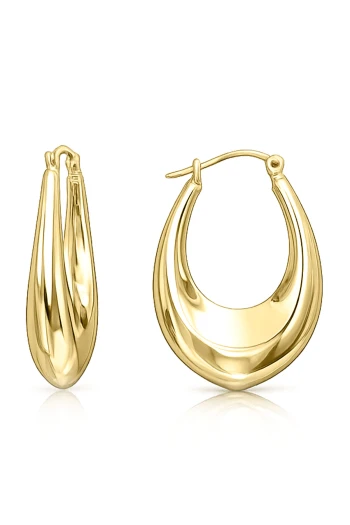2.5 Cm Oval Tasarım Altın Halka Küpe (KP1159)