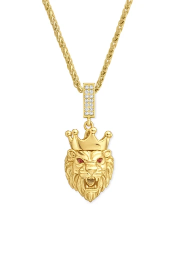 Taç Detaylı Aslan Başı Kolye (KLY1796)