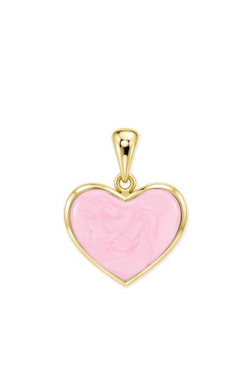Altın Pembe Mineli Kalp Kolye Ucu (UC0441)