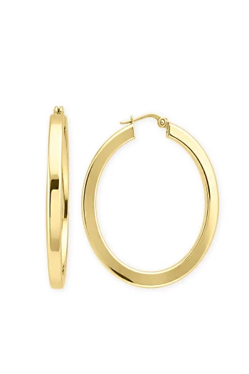 4 Cm Altın 4 Mm Oval Halka Küpe (KP1187)
