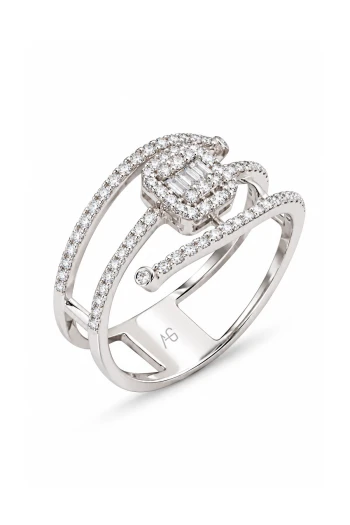 Rose Gold Çiçek Motifli Spor Pırlanta Yüzük (YZ0000230)