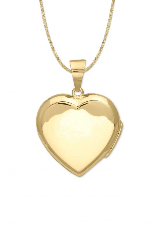 Düz Yüzeyli Kalp Model Altın Madalyon Kolye
