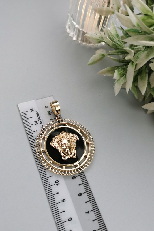 5 Cm Altın Versace Madalyon Kolye