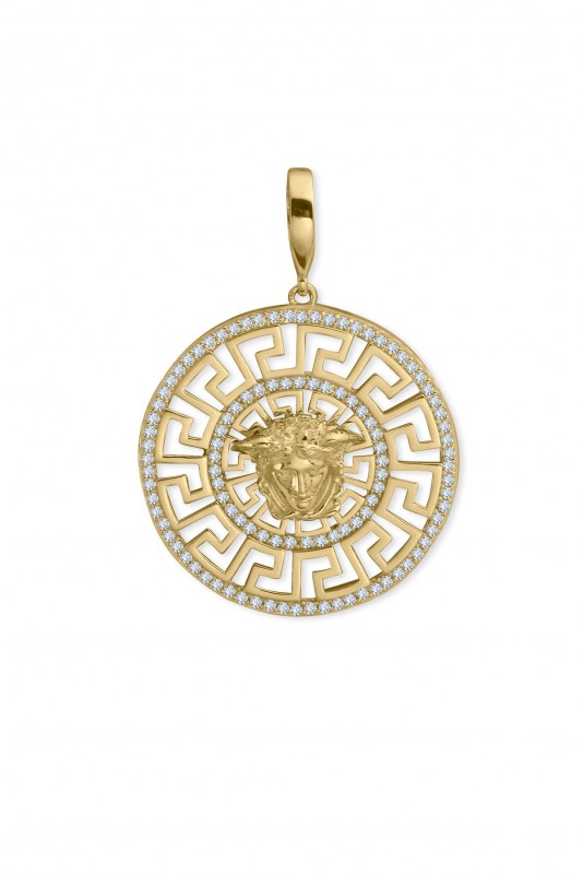 Versace Model Altın Petekli Tasarım Madalyon Kolye Ucu
