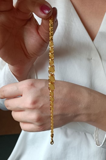 Süzme Model Altın Pullu Zincir Bileklik