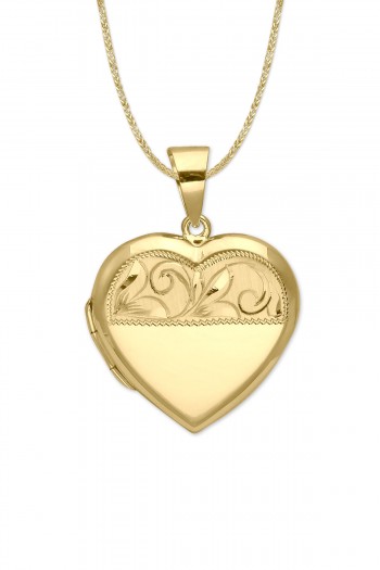 Altın Kapaklı Kalp Model Madalyon Kolye