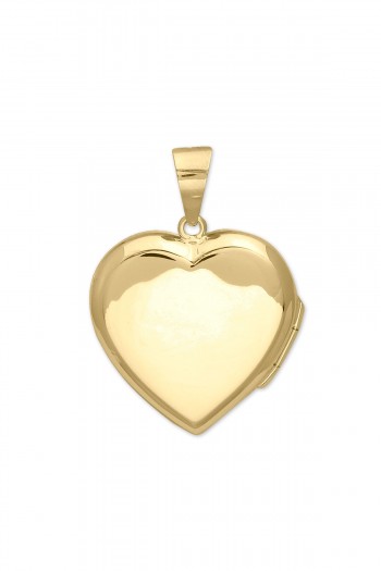 Düz Yüzeyli Kalp Model Altın Madalyon Kolye Ucu