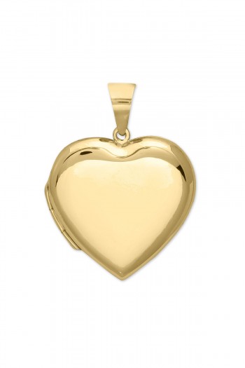 Kalp Model Altın Kapaklı Madalyon Kolye Ucu