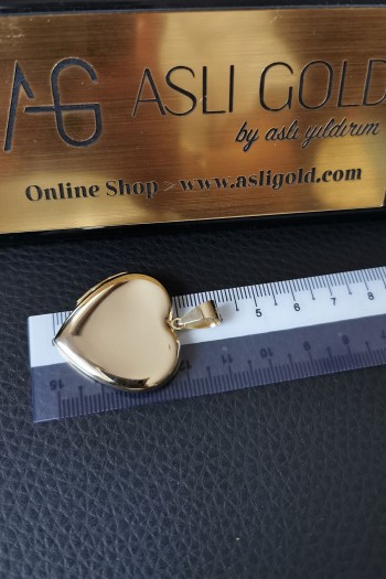 Kalp Model Altın Kapaklı Madalyon Kolye Ucu