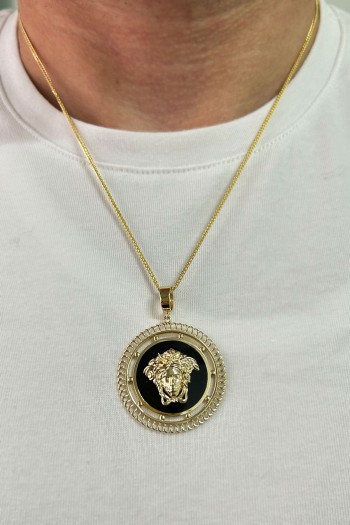 5 Cm Altın Versace Madalyon Kolye