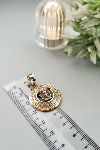 Altın Versace Model Unisex Madalyon Kolye Ucu