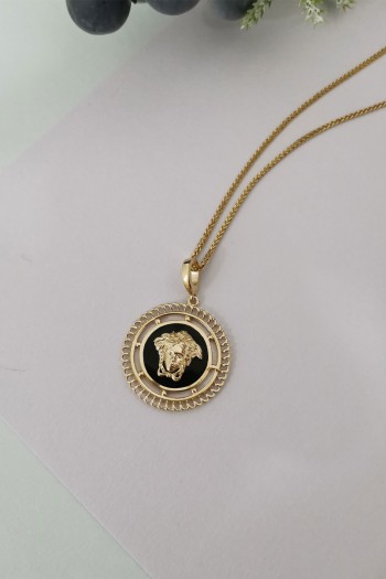 Versace 4 Cm Altın Madalyon Kolye