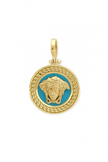 Turkuaz Mineli Altın Madalyon Versace Kolye Ucu